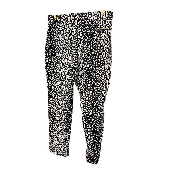 Michael Kors Black White Leopard Print Crop Pants Poly Blend Women’s Sz M EUC - Picture 3 of 6